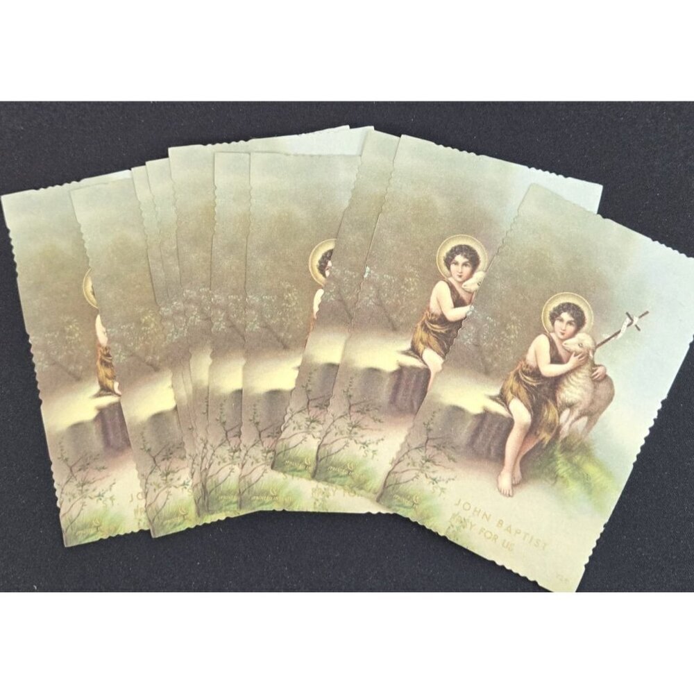 St John Baptist Boy English Vintage Holy Cards Lot 10pc Italy
